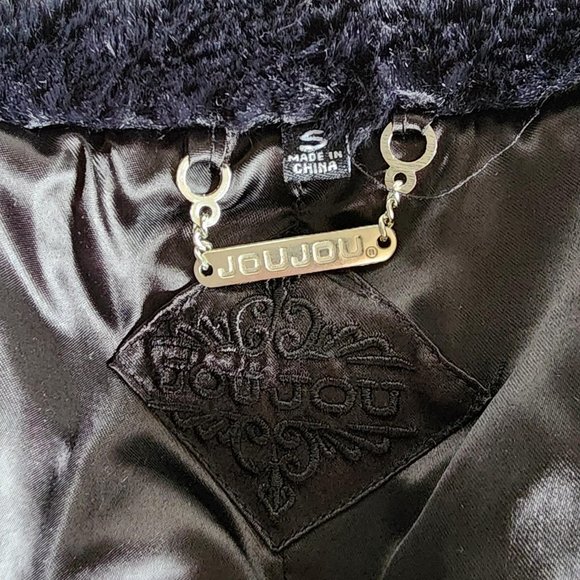 Jou Jou Black Notch-Collar Faux-Fur Jacket Coat - Picture 5 of 8